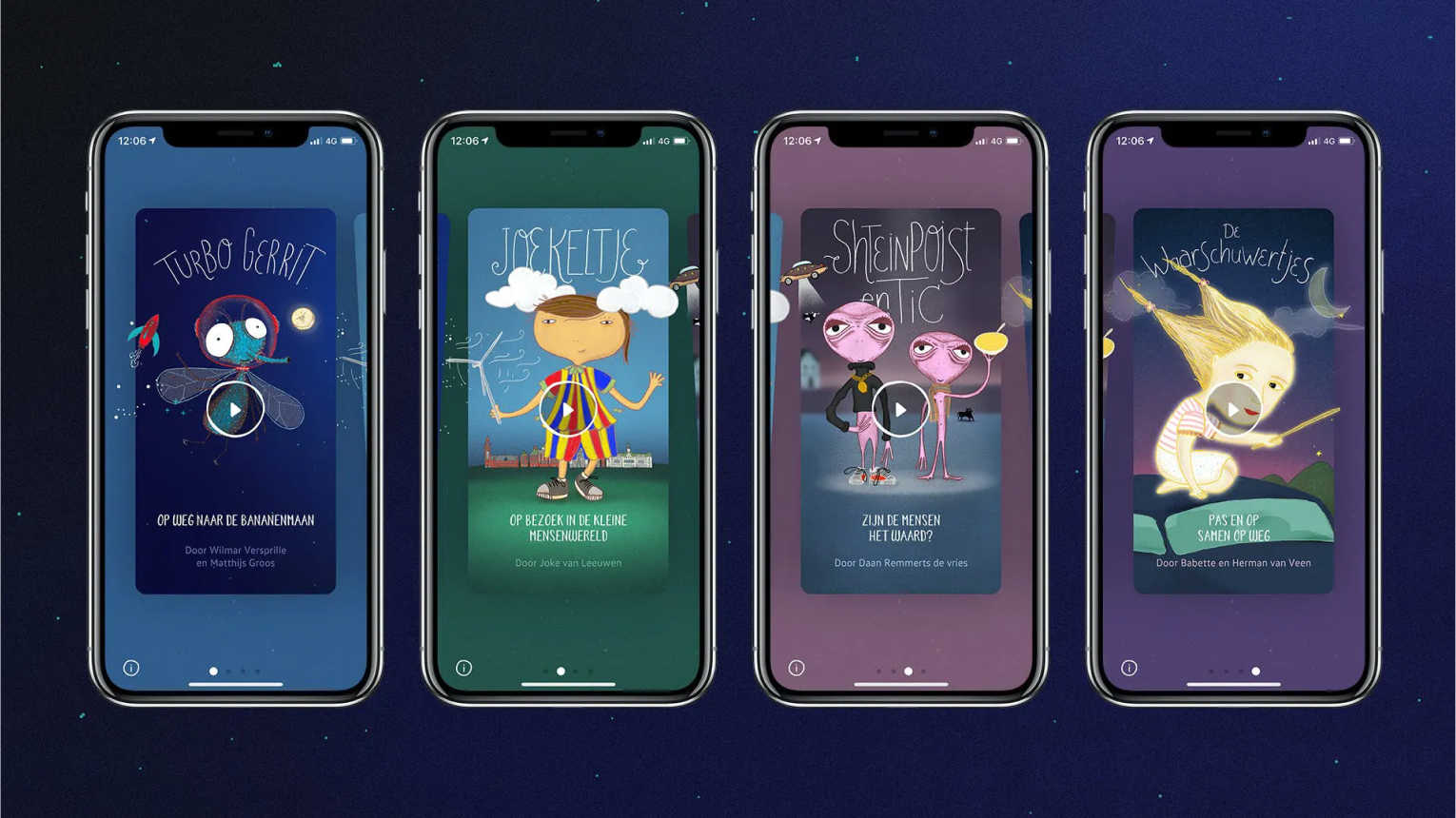 Characters from the audiobook shown on a mobile phone