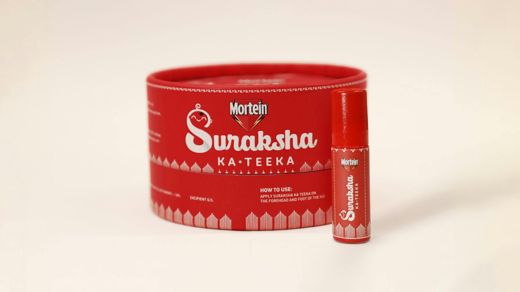 Mortein, Suraksha Ka Teeka. Red product packaging