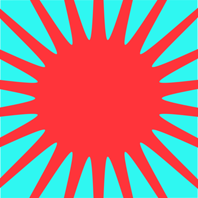 1980's inspired graphic design red burst on turquoise
